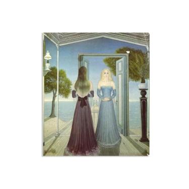 Imagem de SDYJ6GSW Paul Delvaux Arte de parede na porta Impressão em tela Surrealismo Arte em tela famosa reprodução pôster quarto sala de estar decoração casa 60 x 50 cm (24 x 20 polegadas) pôster