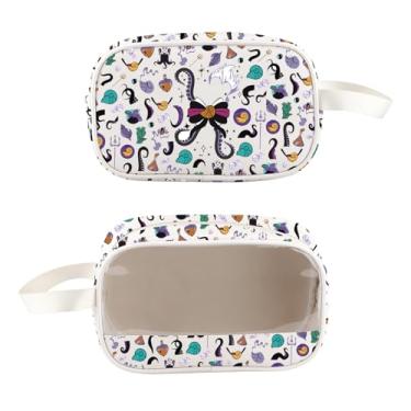 Imagem de PXTIDY Bolsa de maquiagem transparente para bruxa do mar roxa série Bad Queen, impermeável, bolsa organizadora de cosméticos com personagens vilões, Branco, Tendência