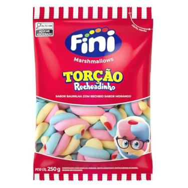 Imagem de Marshmallow Fini 250g Sem Glúten – Coração, Flor, Camping, Torção Azul, Torção Rosa ou Torção Recheadinho (Torção Recheadinho)