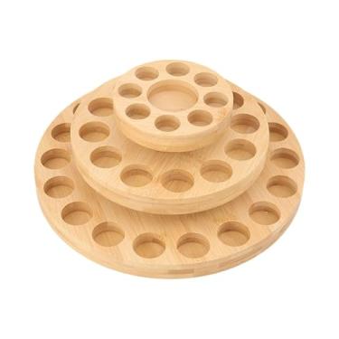 Imagem de Kokiya Suporte giratório de bambu para exposição de óleos essenciais, suporte para óleos essenciais, recipiente para fragrâncias, organizador resistente para