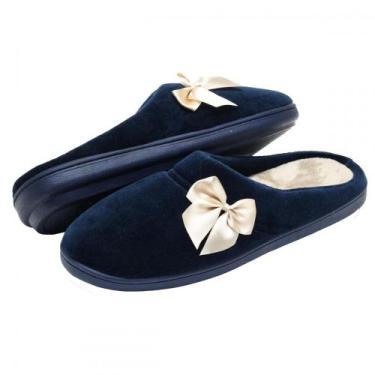 Imagem de Pantufa Elegance Anatômica em Plush com Pelúcia - Marinho - 35/36 - Pu