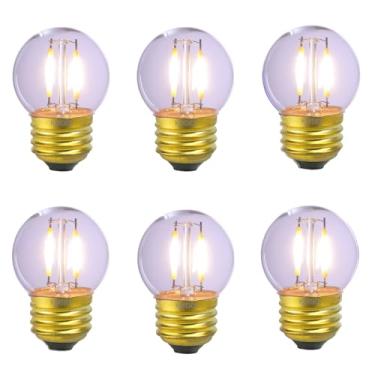 Imagem de MAINDECO Lâmpada G40 de baixa potência, base E26, mini globo LED de 1 W, lâmpada branca quente de 2700 K, para lâmpada pequena, pacote com 6