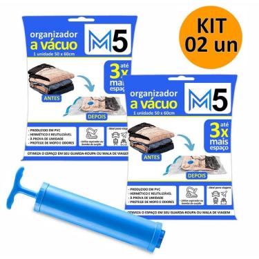 Imagem de Kit 2 Saco A Vácuo 50X60Cm Organizador Hermético Mala Viagem