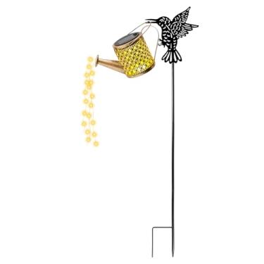 Imagem de ZJRDYYK Luz solar para regador, luz de LED de jardim solar ao ar livre, lanterna de chaleira suspensa para regador de jardim