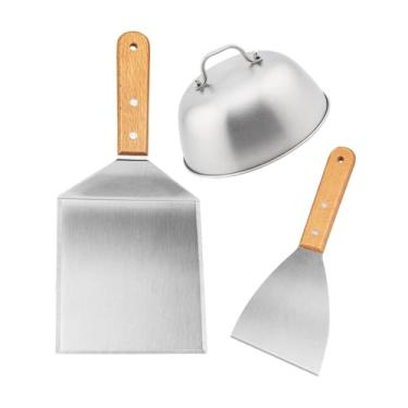 Imagem de ＫＬＫＣＭＳ Conjunto de acessórios para grelha, chapa, espátula para churrasco, ferramenta de cozinha, espátula para hambúrguer, para camping, confeitaria e, 3 Peças