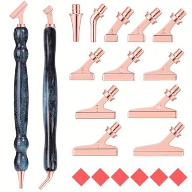Imagem de Caneta de pintura de diamante alternativa para artesanato DIY, 2 peças de acessórios de pintura de diamante de combinação de resina, 12 peças de ponta de caneta de liga com design de 45° Wish 6