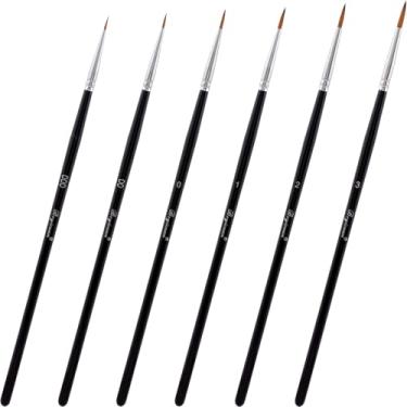 Imagem de BEIQIYA 6 pincéis de delineador de texto, conjuntos de pincéis de ponta longa extrafina, ferramentas de pintura artística de unhas para aquarela guache acrílico - preto