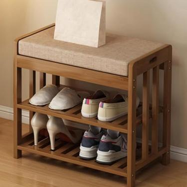Imagem de Armazenamento De Sapatos De Entrada, Banquinho De Troca De Sapatos De Entrada Com Almofadas, Armário De Armazenamento De Sapatos De Bambu Para Corredor, Armário De Armazenam, One Color, 50CM