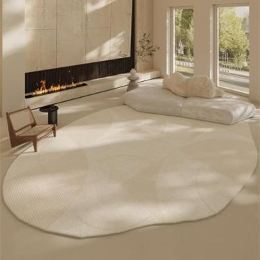 Imagem de Tapetes de formas irregulares para sala de estar, decoração de quarto em estilo creme, tapete de pelúcia grosso para sala de estar, tapete macio e fofo para vestiário (200x250 cm/E)