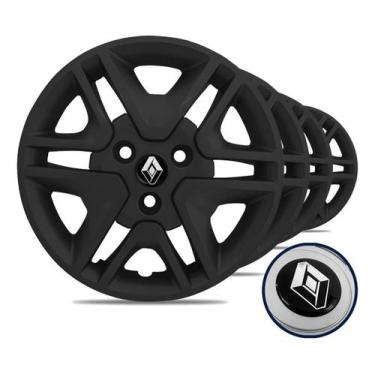 Imagem de Jogo Calota Aro 14 Kwid 2017 a 2020 - Preto Fosco + Emblema - GFM, Pra