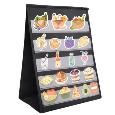 Imagem de Expositor Portátil de Adesivos, Quadro Bolso Dobrável Mesa com Bolsos Transparentes Organizador 5 Níveis Dupla Face Suporte para Adesivos Cartas & Pequenos Colecionáveis para Vendedores Loja