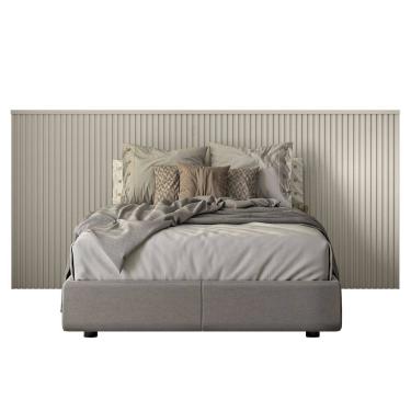 Imagem de Cabeceira Casal e Queen Painel Ripado 241cm Palmeira Off L06 - Mpozenato