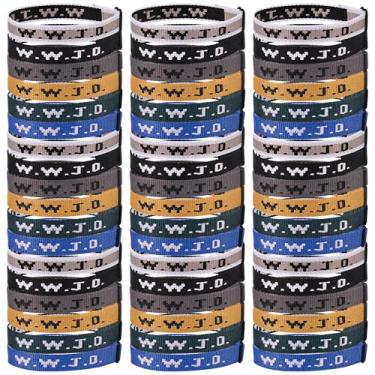 Imagem de Pmormyy WWJD Pacote de pulseiras para mulheres e homens, pulseiras de Jesus Cristão, pulseiras WWJD ajustáveis a granel What Would Jesus Do, Fibra de poliéster, Sem Pedra Preciosa