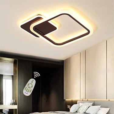 Imagem de Luminária de teto embutida para sala de estar, sala de jantar, quarto, decoração, luminária regulável com controle remoto, lustre de acrílico com design quadrado moderno de LED, iluminação p
