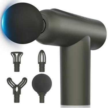 Imagem de Pistola Massageadora Elétrica Profissional com 6 Acessórios Massagem Tecidos Profundos(Cinza)