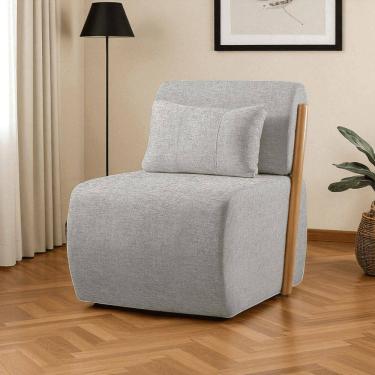 Imagem de Poltrona para Sala de Estar Madeira Maciça Cecília Luxo Cinza