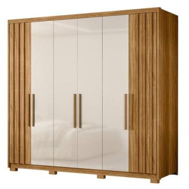 Imagem de Guarda Roupas Casal Detalhe Ripado 6 Portas 4 Gavetas Roma Madeirado/O