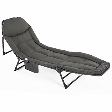 Imagem de UISLA Poltrona reclinável de braço, cama dobrável, espreguiçadeira de jardim, sala de almoço, portátil, reforçada, cama simples, reclinável ao ar livre