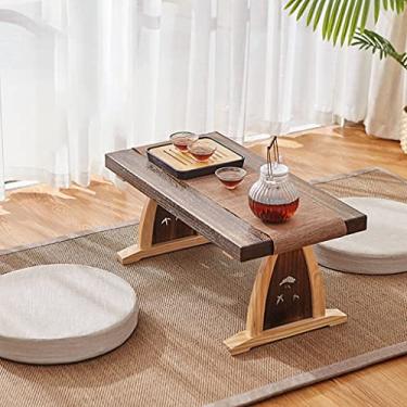 Imagem de Mesas auxiliares janela salediça dobrável mesa de centro com janela salediça dobrável piso de tatami mesa de chá baixa (castanho 68 x 35 x 30 cm)