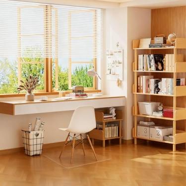 Imagem de Tapete de cadeira de escritório para pisos de madeira, 50 cm x 61 cm resistente a deslizamento suave sob a mesa, protetor de piso de madeira dura, tapetes de plástico para computador para cadeiras de