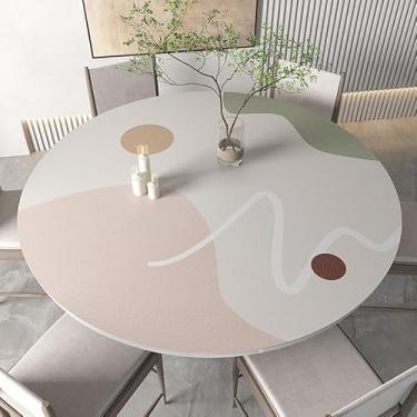 Imagem de Almofada De Mesa Redonda Grande De Couro Pu, Tapete Protetor De Mesa à Prova D'água Fácil De Limpar Para Decoração De Mesa De Café De Jantar Em Casa, G, 130cm(51in)