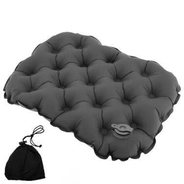 Imagem de Almofada de assento inflável leve e confortável almofada de assento inflável para acampamento, viagem, assento aéreo para escritório, acampamento, caminhada (1, cinza)