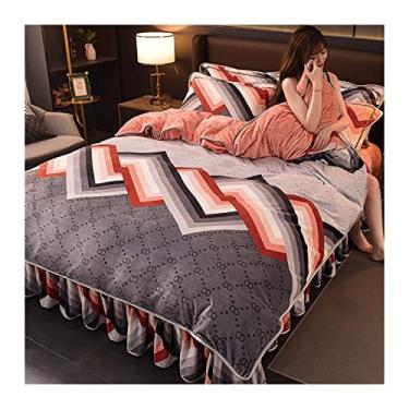 Imagem de Capa de Edredom de Veludo Macio Inverno Quente Capa de Edredom de Flanela Grossa Queen King Size Conjunto de Roupa de Cama Têxteis Domésticos de Luxo Capa de Edredom Completo (Cor: B02-1, Tamanho