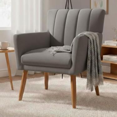 Imagem de Poltrona Para Sala de Estar Sarah Cadeira Decorativa Veludo Estofada Confortável (Veludo Cinza)