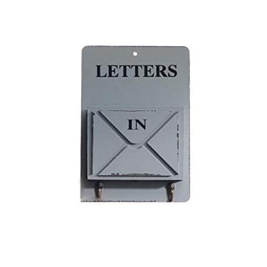 Imagem de Cabide Iron Art Cabide Caixa de Correio Cabide Decoração de Parede Suporte de Roupas Rack de Armazenamento Montagem na Parede Árvore Retrô (Cor: Cinza Azul)