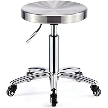 Imagem de WYUYIWH Banqueta com rodas ajustável banquinho com rodinhas confortável assento redondo altura ajustável giratório cadeira resistente dedicação altruísta