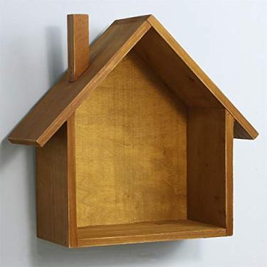 Imagem de Prateleiras de madeira, prateleiras flutuantes, prateleiras suspensas para parede, formato de casa, 7 cores, material de madeira pura, 25199 cm