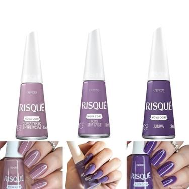 Imagem de Kit 5 Esmaltes Risqué Cores Cremosas Tons Lilás Lavanda Esmalte (3 Cores)