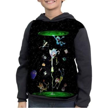 Imagem de Moletom Infantil Rick And Morty Psicodélico Portal Gun - smoke, Preto,
