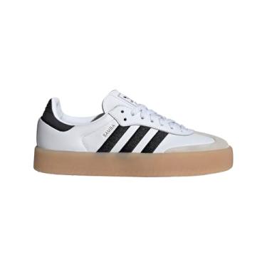 Imagem de Adidas Tênis feminino Sambae (branco e preto, sistema de tamanho de calçados dos EUA, adulto, feminino, numérico, médio, 38), Goma branca e preta, 37