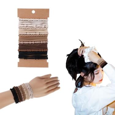 Imagem de 20 pulseiras de cabelo boho, 4 estilos, 5 cores, lindos prendedores de cabelo elásticos para rabo de cavalo para mulheres, acessórios de cabelo trançado encaracolado longo grosso ou fino