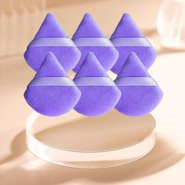 Imagem de Conjunto de 6 peças de pó de triângulo macio, puffs de pó para rosto, esponjas de maquiagem para base, adequado para ferramentas de maquiagem cosmética líquida e creme (Roxo)
