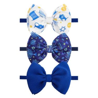 Imagem de YanJie 3 peças arco de cabeça de Hanukkah de 11 cm para bebê Menorah