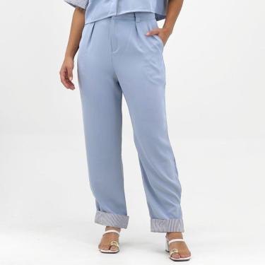 Imagem de Calça Pacific Blue Reta em Tecido Feminina-Feminino