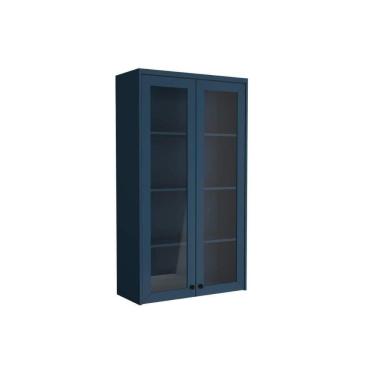 Imagem de Armário Aéreo P- Cozinha évora Ph 3129 C- 2 Portas C- Vidro 80cm Azul - Herval