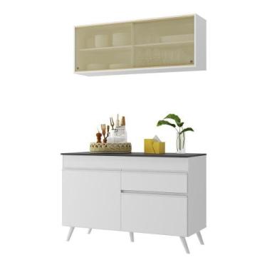 Imagem de Armário De Cozinha Compacta 120cm Veneza Multimóveis V3688 Branco Bran