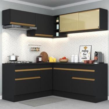 Imagem de Cozinha Completa De Canto Mp2097 Com Armário E Balcão Preta - MULTIMOV