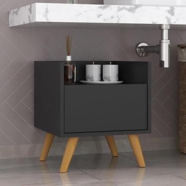 Imagem de Gabinete Armário Banheiro 40cm Mp5037 Preto/Natural - MULTIMOVEIS