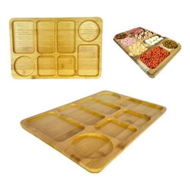 Imagem de 10X Petisqueira Bambu Tábua Aperitivos Frios Queijo Churras