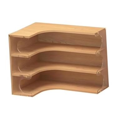 Imagem de MotiveTech Organizador de mesa de canto, prateleira, expositor, multiuso, organizador de produtos de cuidados com a pele, prateleira de madeira para copos de, Cor de Madeira