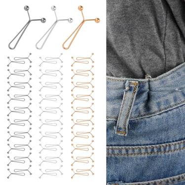 Imagem de 60 Peças Metal Apertador de Cintura para Calças, Reutilizável Ajustável Clipe de Cintura Sem Costura Clipes para Calças Jeans Largos Saias Roupas