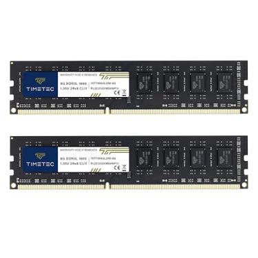 Imagem de Timetec Kit Premium 16GB (2x8GB) DDR3L / DDR3 1600MHz (DDR3L-1600) PC3L-12800 / PC3-12800 Non-ECC Unbuffered 1.35V/1.5V CL11 2Rx8 Dual Rank 240 Pin UDIMM Desktop PC Memória RAM (SDRAM) ) Atualizar