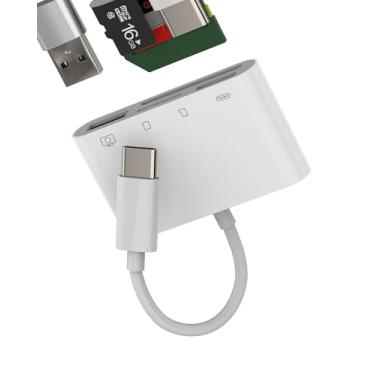 Imagem de Leitor de cartão SD USB C para adaptador USB OTG (4 em 1) para câmera Iphone 17 16 15 Pro Max Micro SD Memory Stick Acessórios para iPad Jack Hub TF Adaptador de dados de porta de carregador para