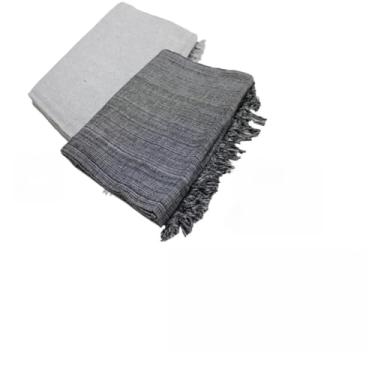 Imagem de Kit 2 Mantas para Sofá Gigante 100% Algodão – Manta Decorativa e Protetora para Sala de Estar (1 Cinza Neblina + 1 Preto Mesc)