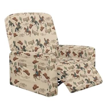 Imagem de HUISEFOR Capas de poltrona reclinável ocidental para sala de estar, estampa de caubói, capas de sofá com bolso, capas macias e confortáveis para poltronas reclináveis com braços, presente para amigos
