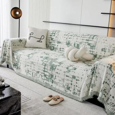 Imagem de Capa de sofá extensível para sofá, microfibra ultramacia, antiderrapante, protetor de móveis, reversível, design acolchoado antiderrapante para sala de estar, uso diário verde ||180 x 130 cm